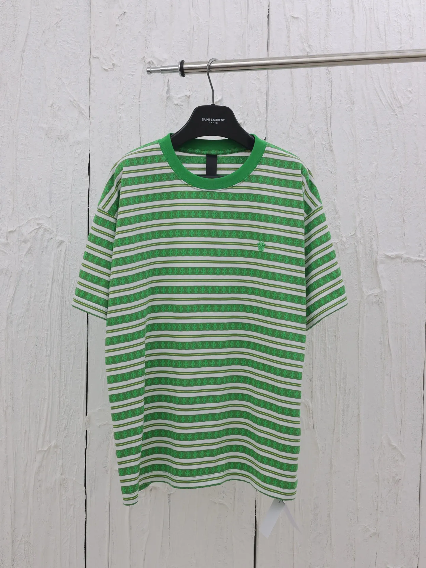 🅿️290 Chrome hearts*/Chrome Hearts 25 new style yarn-dyed full-print short-sleeved T-shirt. The minimum order of yarn-dyed fabric is one thousand meters. The cost is expensive. The embroidery uses imported embroidery machines. Size: S/M/L